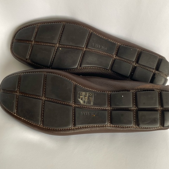 Prada Brown Leather Slip on Loafers US12/Prada 11 Men's Shoes - Medium Width - Picture 5 of 8